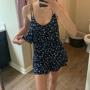 Blue floral romper open back flowy